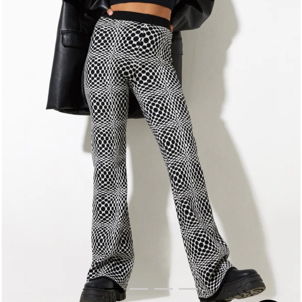 Motel Yuana Trouser In Optic Monochrome Square Black And White, Size Large
